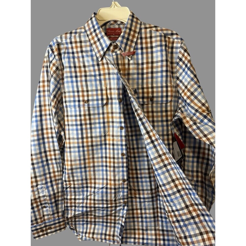 NWT Thomas Cook Check Shirt Blue Brown Mens M Country Western Australian NEW